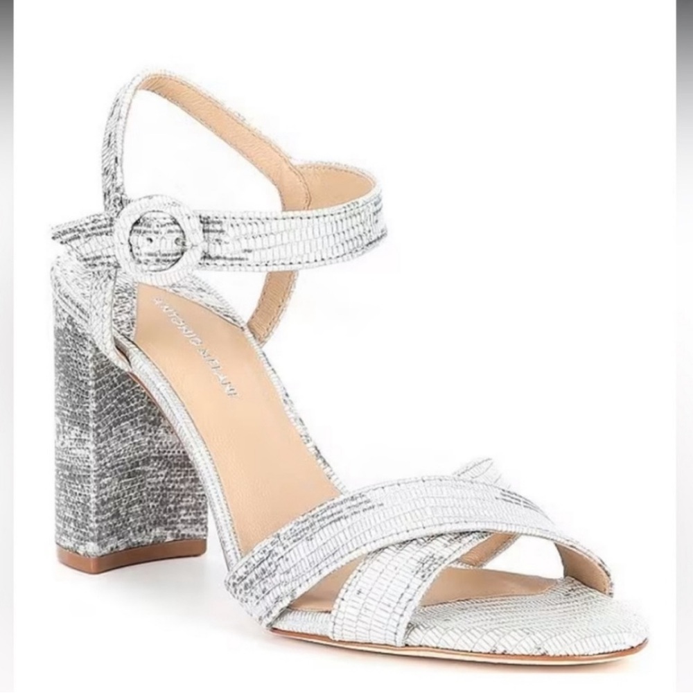 Antonio Melani Geena Silver Snakeskin Print Leather Heeled Sandal